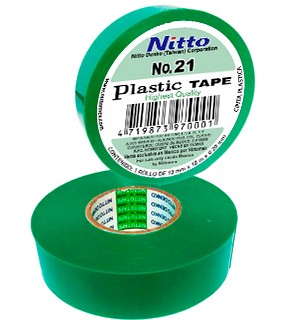CINTA PARA AISLAR DE PVC No.21 19MM X 18 MTS COLOR VERDE, MARCA NITTO