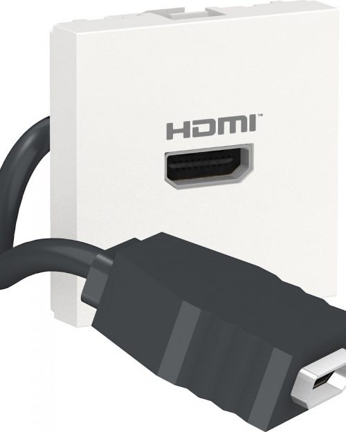 Conector HDMI precableado. Blanco