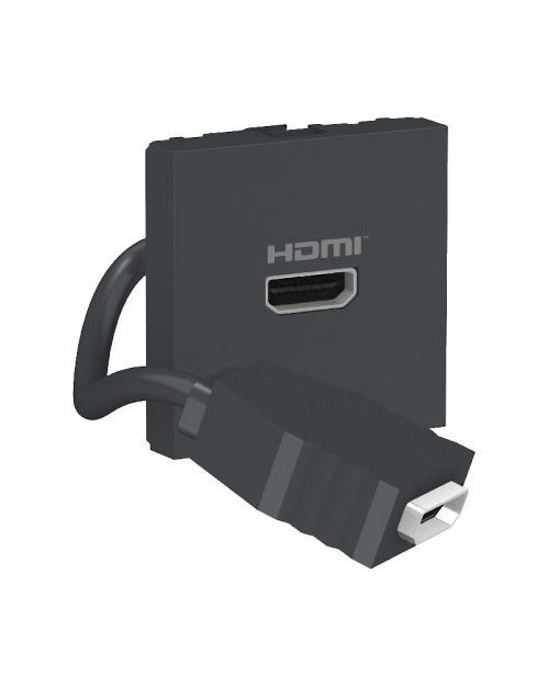 Conector HDMI precableado. Grafito