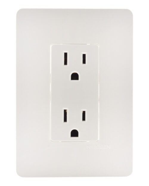 CONTACTO DUPLEX ECONOMICO 2 POLOS MAS TIERRA CON PLACA UNNO BLANCO INCLUIDA UNNO